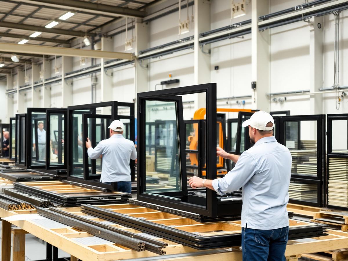 Productie van aluminium kozijnen in de werkplaats